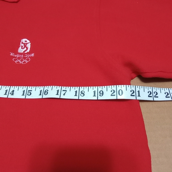 Beijing 2008 Olympics Official Staff Embroidered Red Unisex Polo Shirt Size L - Picture 8 of 10